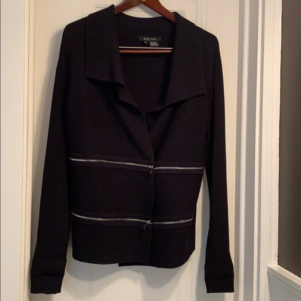 Etcetera black cardigan with zipper detail